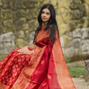 সহজিয়া মেরুন নকশী ফুল শাড়ি