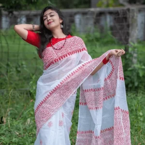 সহজিয়া সাদা নকশী শাড়ি