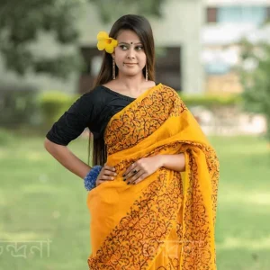 সহজিয়া বাসন্তী নকশী লতা শাড়ি