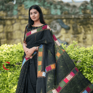 ব্ল্যাক প্যাচওয়ার্ক শাড়ি