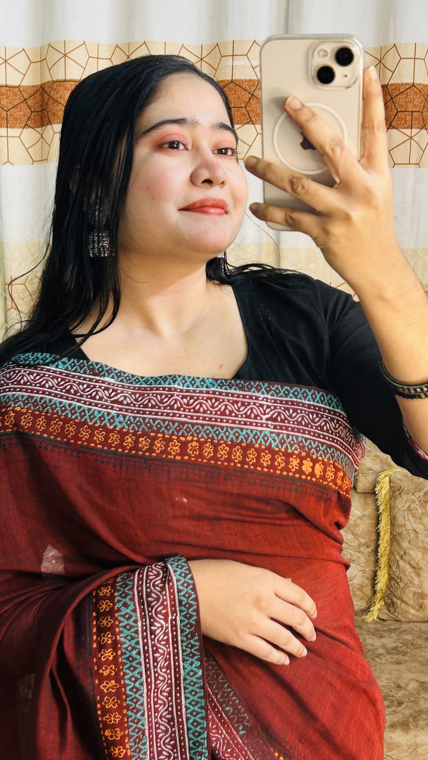 পিওর কটন ব্লকপ্রিন্ট শাড়ি – প্রিমিয়াম সুতি ১৪ হাতের শাড়ি