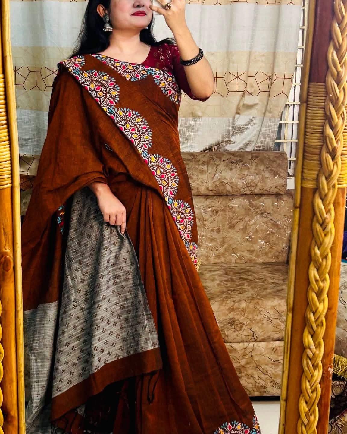 ১৪ হাতের পিওর সুতি শাড়ি