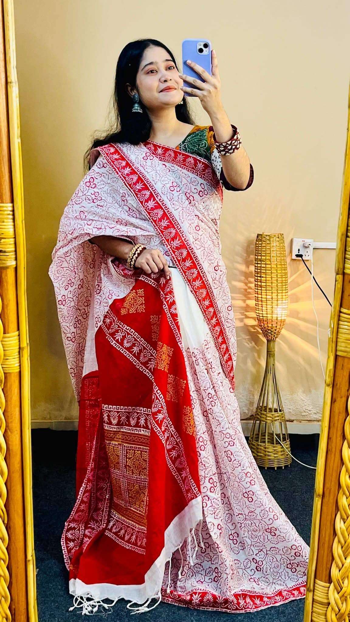 ১৪ হাতের পিওর সুতি শাড়ি